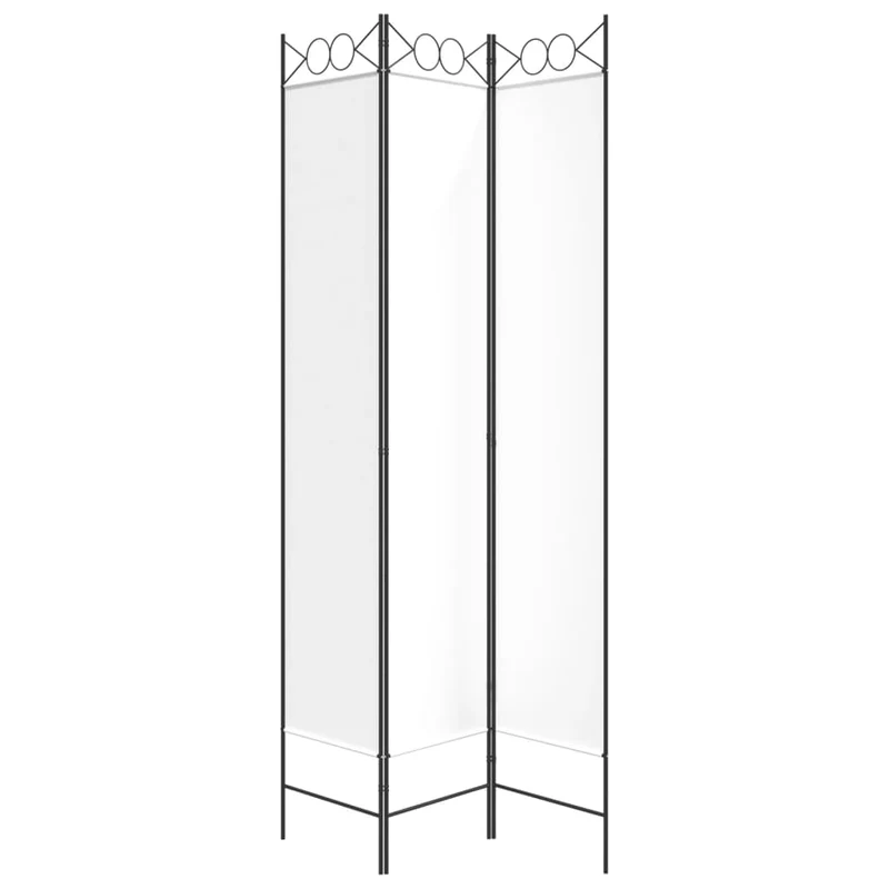 Paravent séparateur de pièce cloison 3 panneaux 120 x 220 cm tissu blanc et fer DEC030737