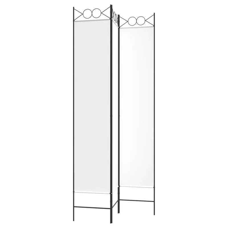 Paravent séparateur de pièce cloison 3 panneaux 120 x 220 cm tissu blanc et fer DEC030737