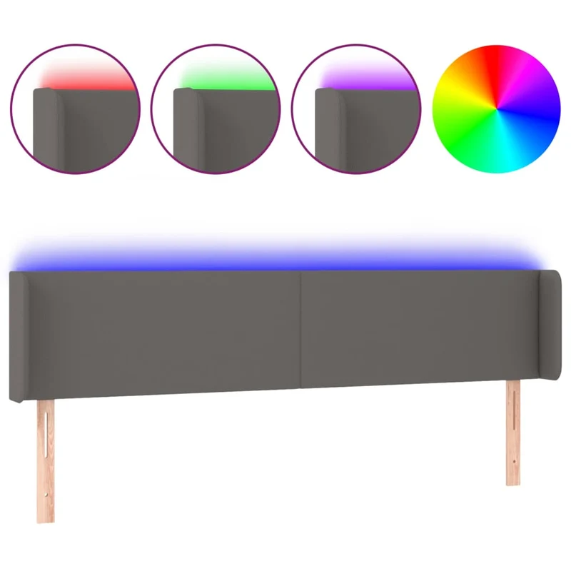 Tête de lit accessoire couchage chambre à coucher meuble à LED 183 x 16 x 78/88 cm synthétique gris TDL0201488