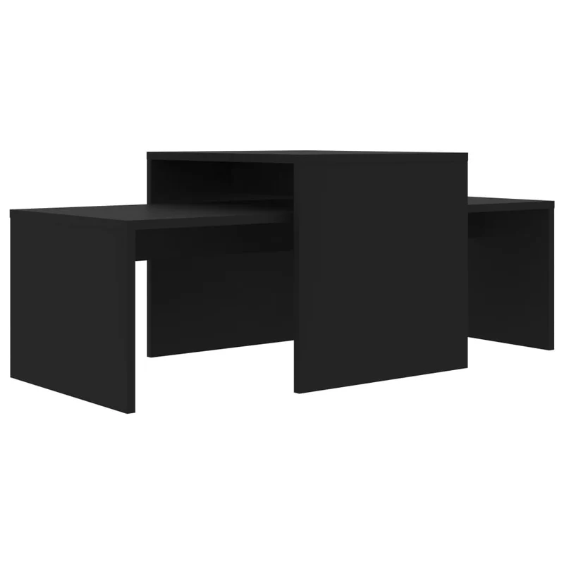 Ensemble de tables basses emboîtées 100 x 48 x 40 cm en bois d’ingénierie noir DEC031273