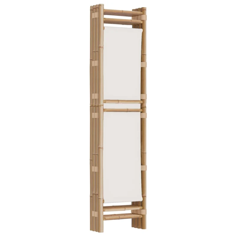 Paravent séparateur de pièce cloison pliante 4 panneaux 160 cm bambou et toile crème DEC031189