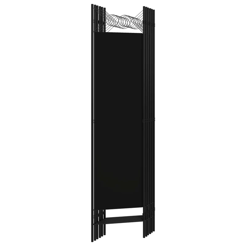 Paravent séparateur de pièce cloison 6 panneaux 240 x 180 cm en tissu noir et fer DEC031114