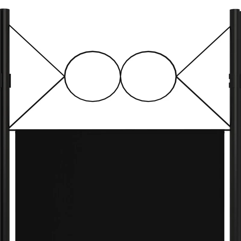 Paravent séparateur de pièce cloison 6 panneaux 240 x 180 cm en tissu noir et fer DEC031114