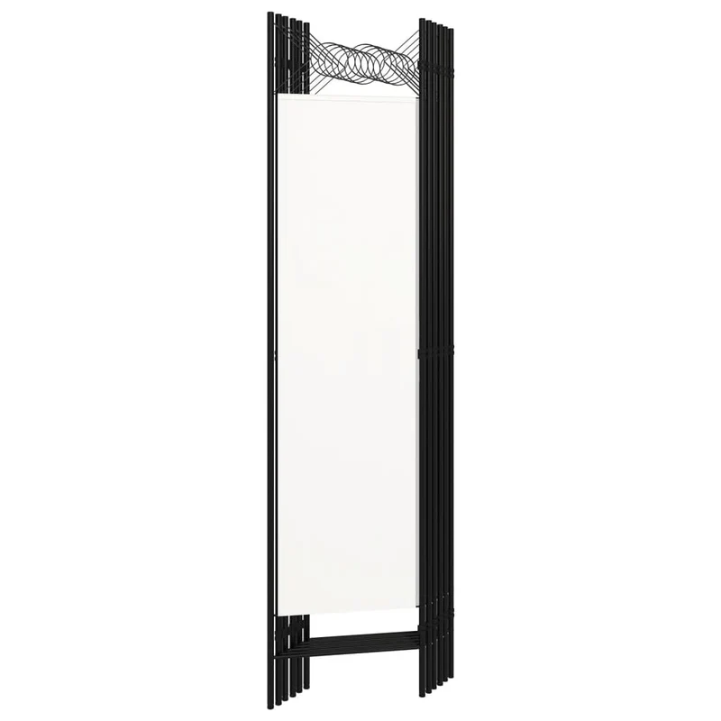 Paravent séparateur de pièce cloison 6 panneaux 240 x 180 cm en tissu blanc et fer DEC031043