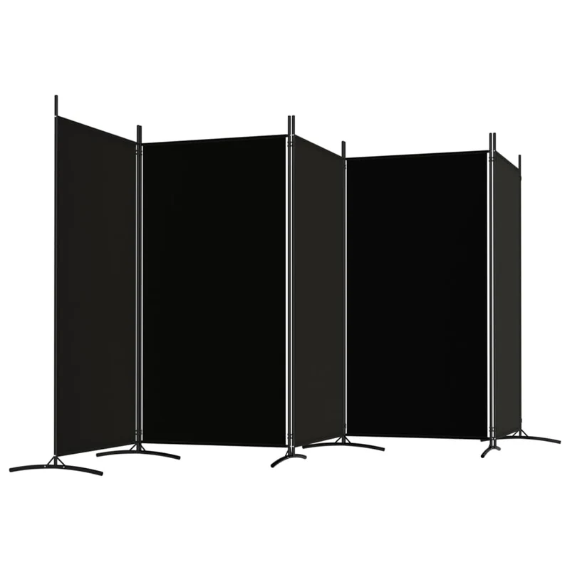 Paravent séparateur de pièce cloison 5 panneaux 433 x 180 cm en tissu noir et fer DEC031019
