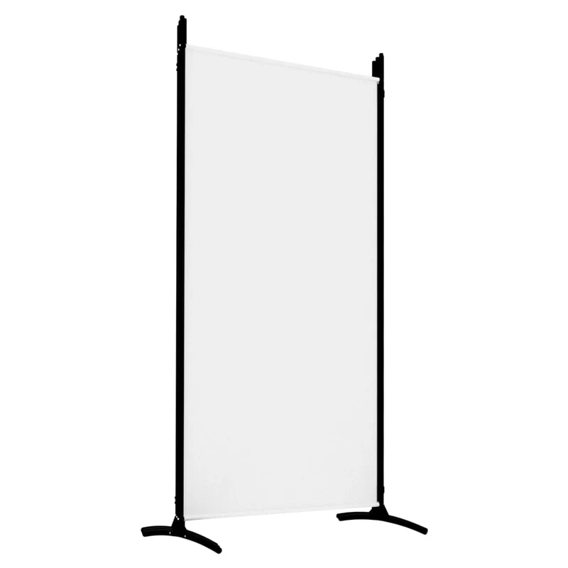 Paravent séparateur de pièce cloison 5 panneaux 433 x 180 cm en tissu blanc et fer DEC030949