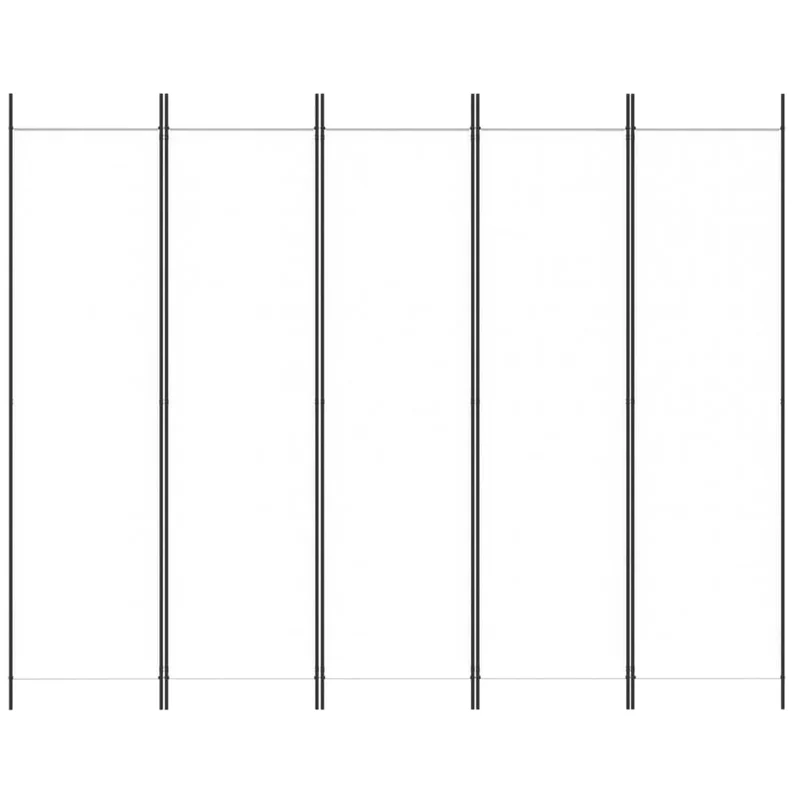 Paravent séparateur de pièce cloison 5 panneaux 250 x 200 cm en tissu blanc et fer DEC030947