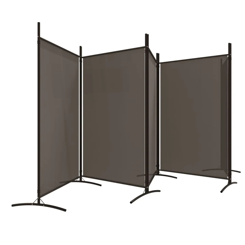 Séparateur de pièce cloison 5 panneaux 433 x 180 cm en tissu anthracite et fer DEC030933