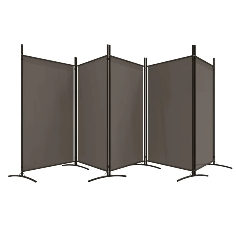 Séparateur de pièce cloison 5 panneaux 433 x 180 cm en tissu anthracite et fer DEC030933