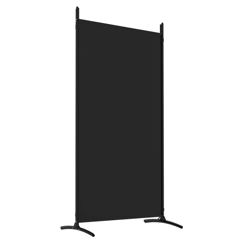 Paravent séparateur de pièce cloison 4 panneaux 346 x 180 cm tissu noir et fer DEC030910