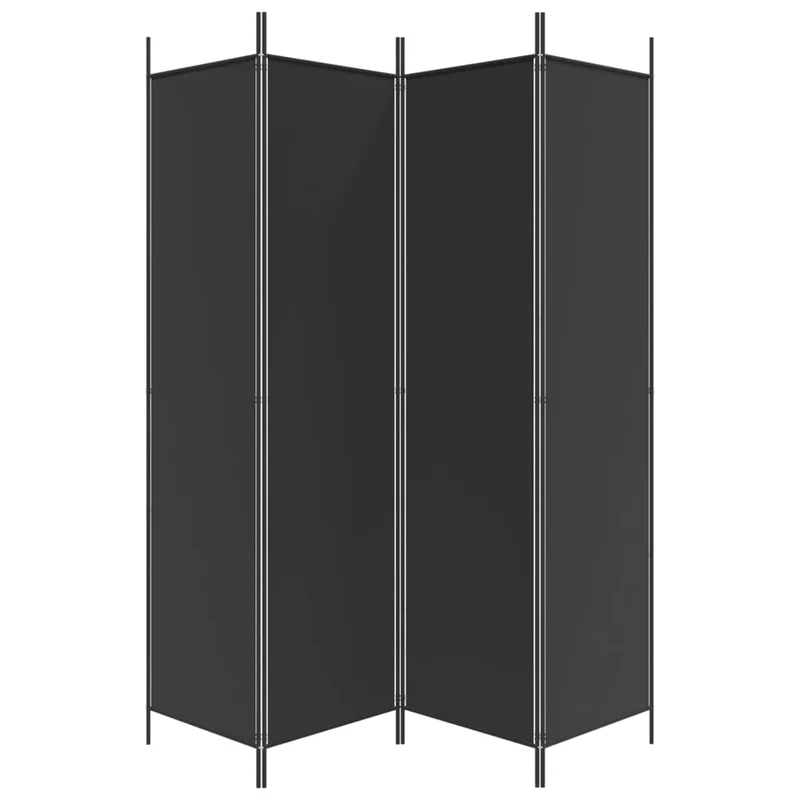Paravent séparateur de pièce cloison 4 panneaux 200 x 200 cm tissu noir et fer DEC030906