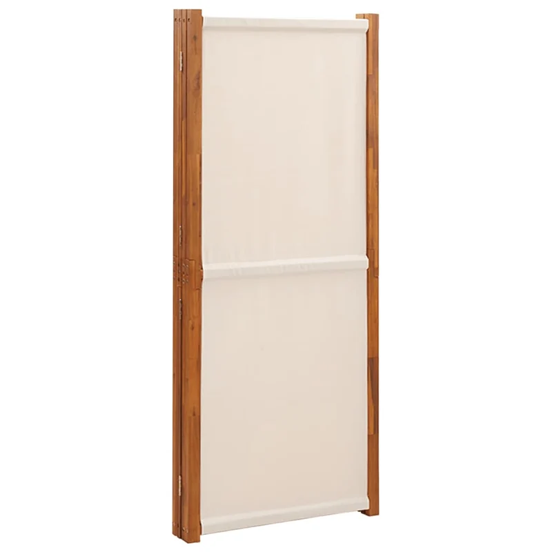 Paravent séparateur de pièce cloison 4 panneaux 280 x 180 cm textilène crème et bois DEC030858