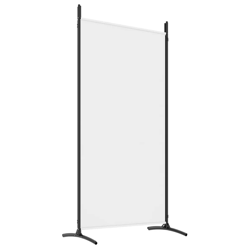 Paravent séparateur de pièce cloison 4 panneaux 346 x 180 cm tissu blanc et fer DEC030841