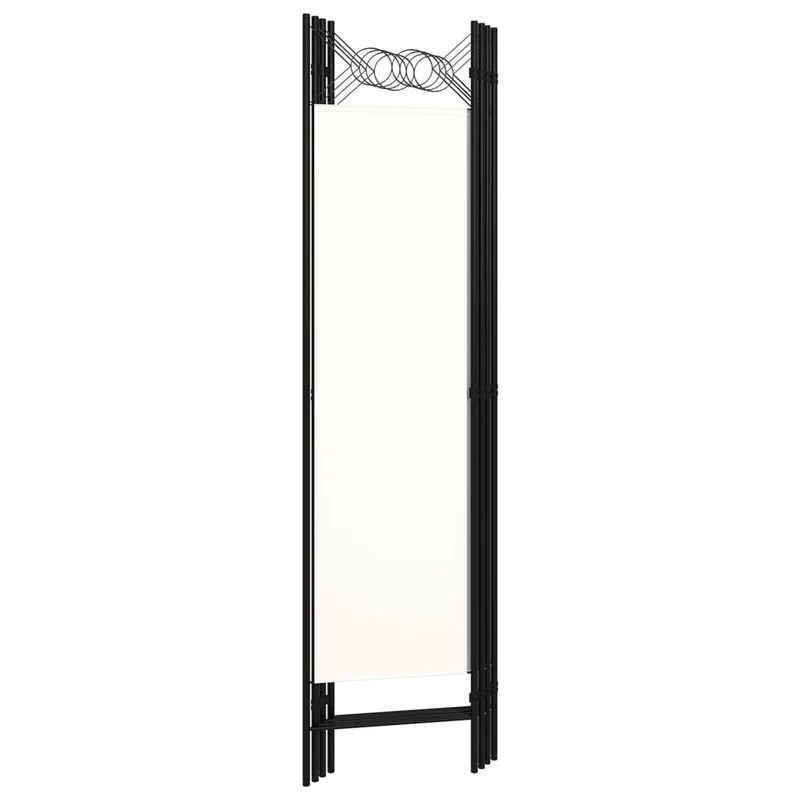Paravent séparateur de pièce cloison 4 panneaux 160 x 180 cm tissu blanc et fer DEC030836