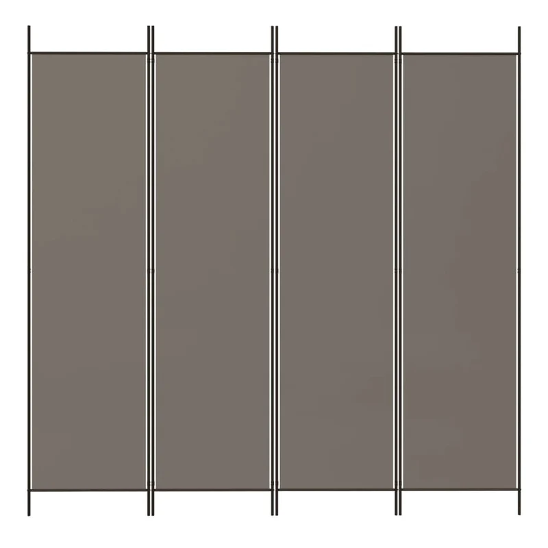 Paravent séparateur de pièce cloison 4 panneaux 200 x 200 cm tissu anthracite et fer DEC030825