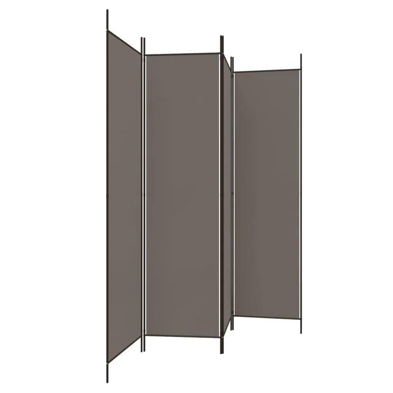 Paravent séparateur de pièce cloison 4 panneaux 200 x 200 cm tissu anthracite et fer DEC030825