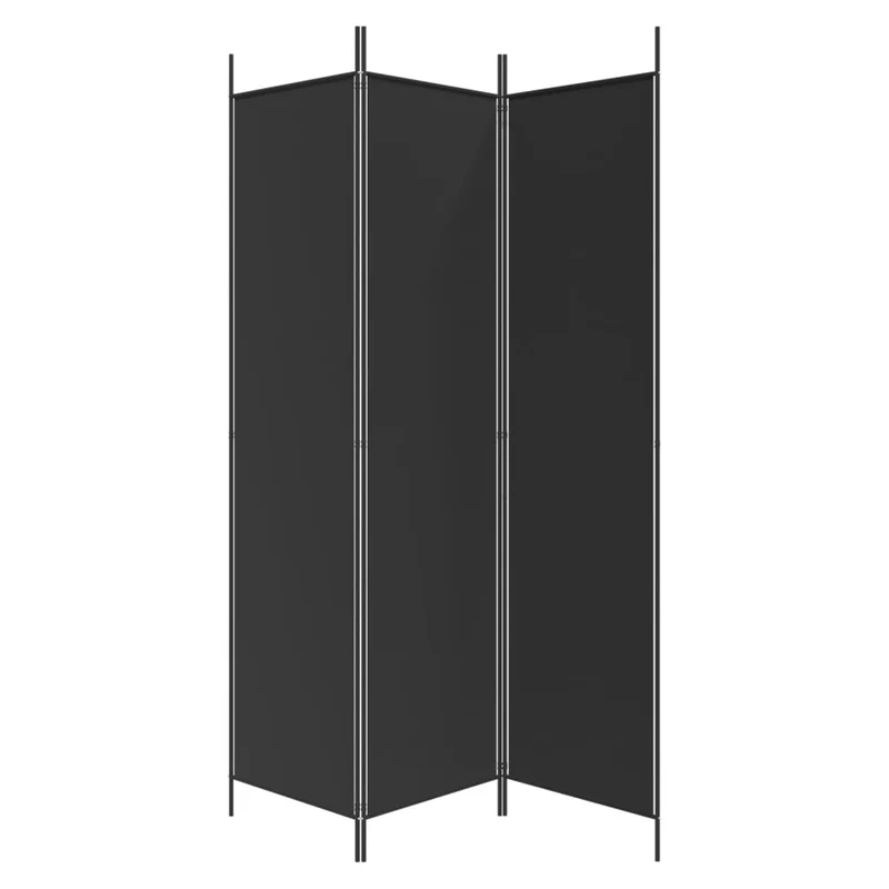Paravent séparateur de pièce cloison 3 panneaux 150 x 200 cm tissu noir et fer DEC030799