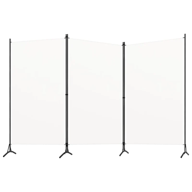 Séparateur de pièce cloison 3 panneaux 260 x 180 cm tissu blanc et fer DEC030744