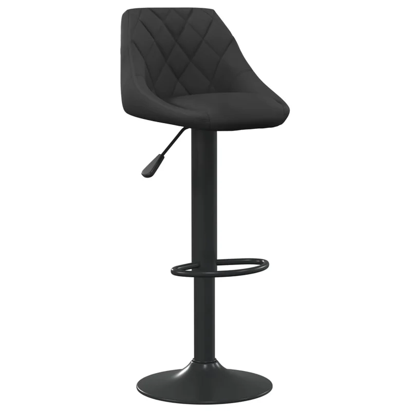Lot de 2 tabourets de bar chaises hautes en velours noir coutures losange et acier noir DEC029831