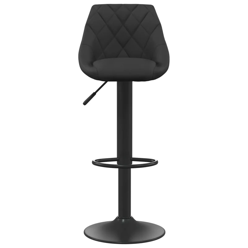 Lot de 2 tabourets de bar chaises hautes en velours noir coutures losange et acier noir DEC029831