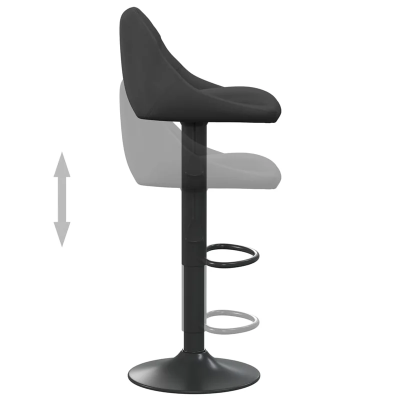 Lot de 2 tabourets de bar chaises hautes en velours noir coutures losange et acier noir DEC029831