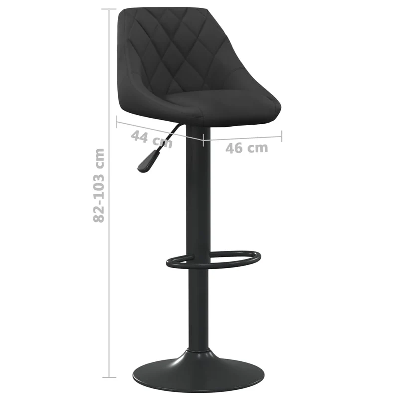 Lot de 2 tabourets de bar chaises hautes en velours noir coutures losange et acier noir DEC029831