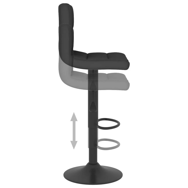 Lot de 2 tabourets de bar chaises hautes coutures carrées en tissu et acier noir DEC029814