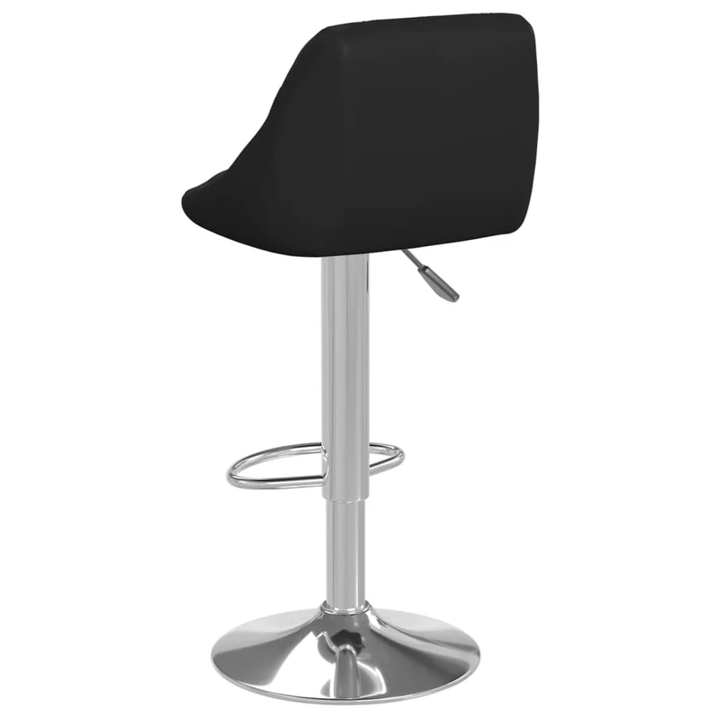Lot de 2 tabourets de bar chaises hautes en PVC noir coutures losange et acier DEC029804