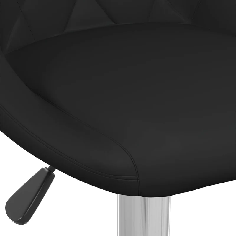 Lot de 2 tabourets de bar chaises hautes en PVC noir coutures losange et acier DEC029804