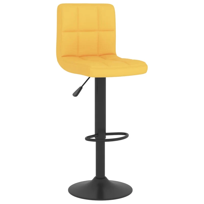 Lot de 2 tabourets de bar chaises hautes en tissu jaune moutarde tissu jaune et acier noir DEC029742