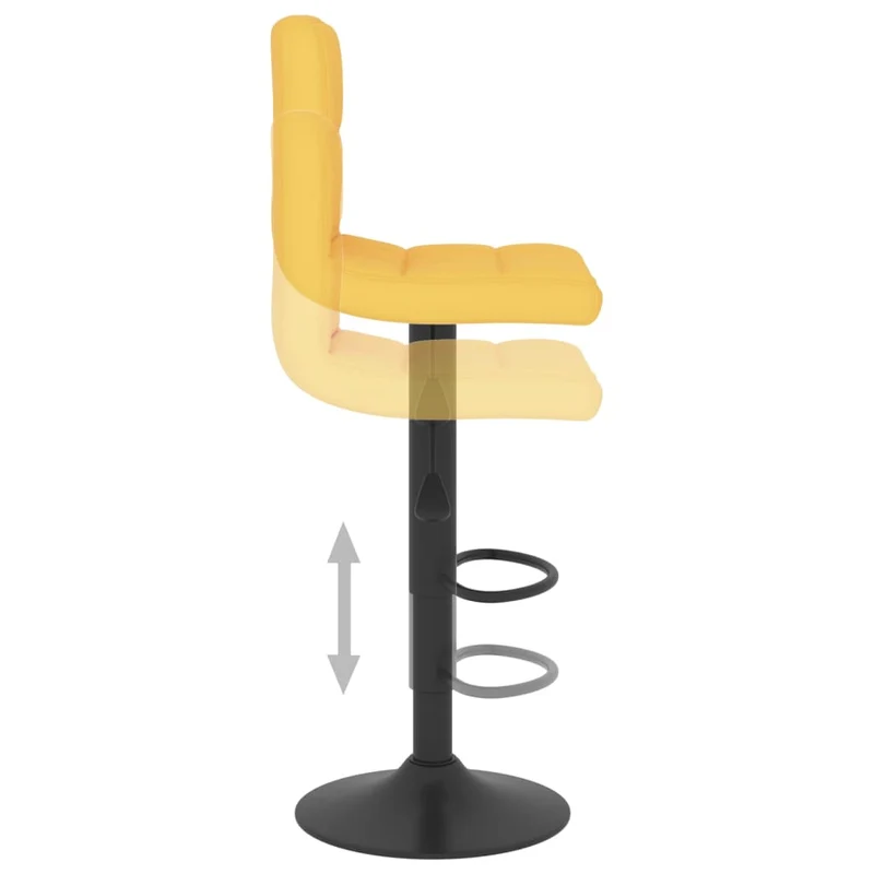 Lot de 2 tabourets de bar chaises hautes en tissu jaune moutarde tissu jaune et acier noir DEC029742