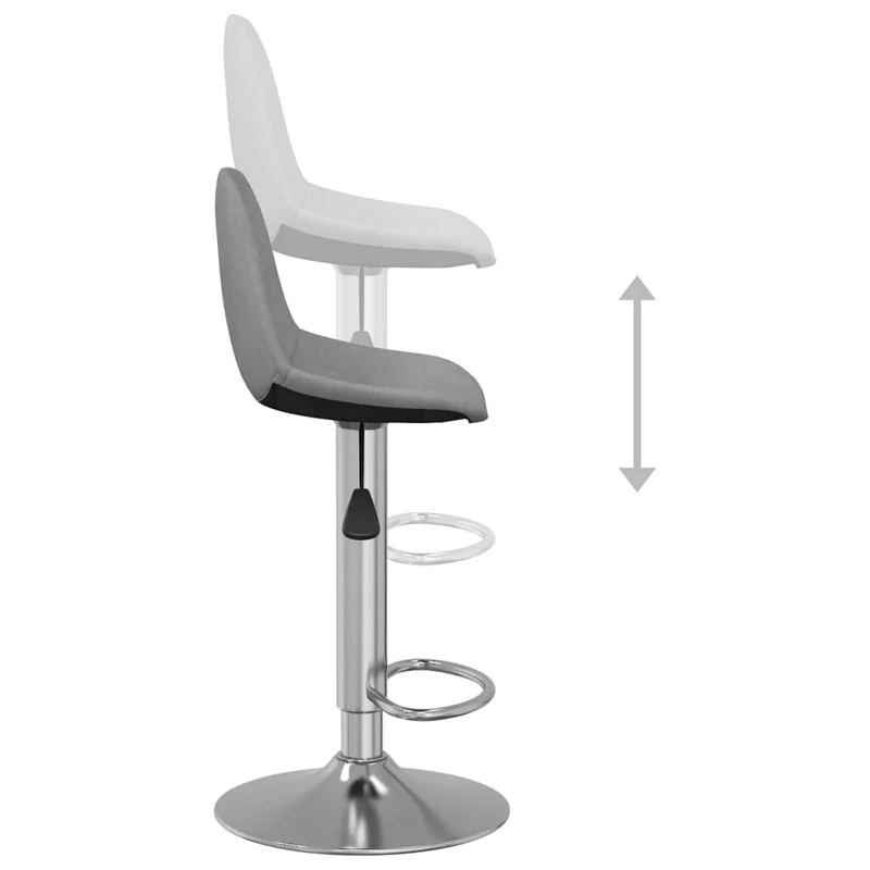 Lot de 2 tabourets de bar chaises hautes hauteur réglable en tissu gris et acier DEC029739