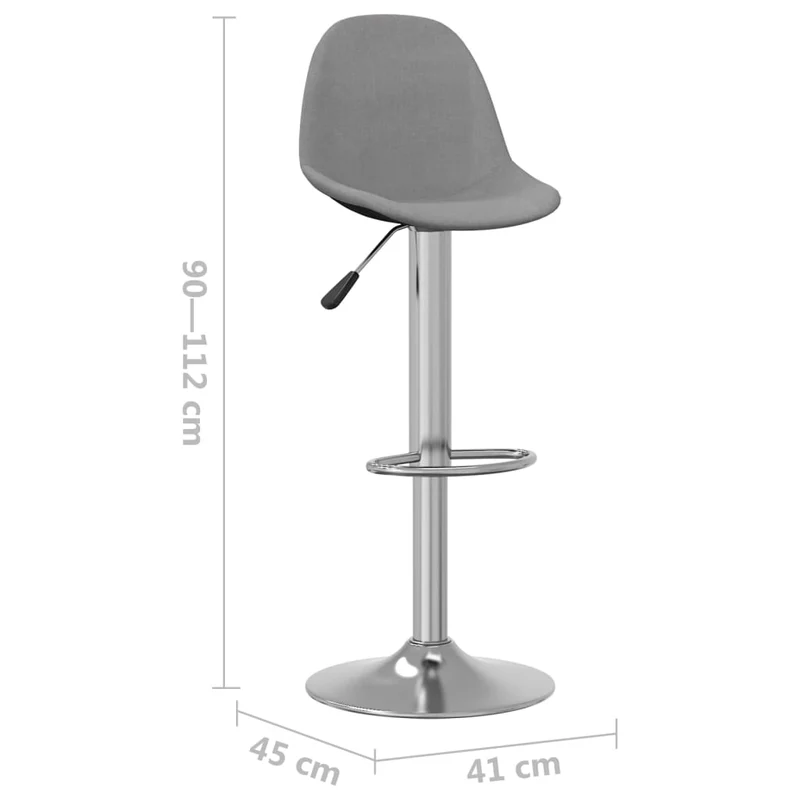Lot de 2 tabourets de bar chaises hautes hauteur réglable en tissu gris et acier DEC029739