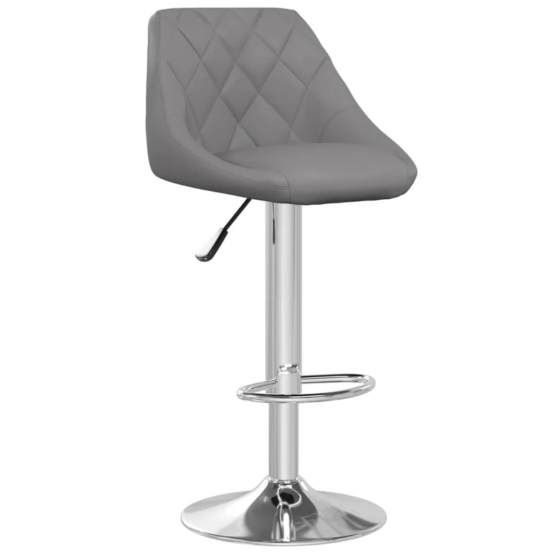 Lot de 2 tabourets de bar chaises hautes coutures en losange en PVC gris et acier DEC029736
