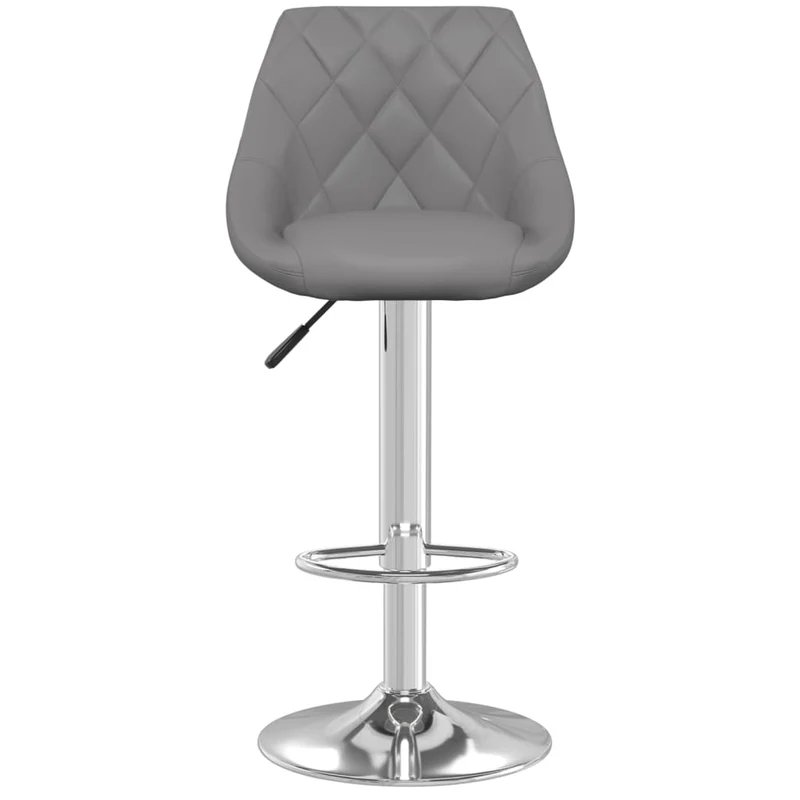 Lot de 2 tabourets de bar chaises hautes coutures en losange en PVC gris et acier DEC029736