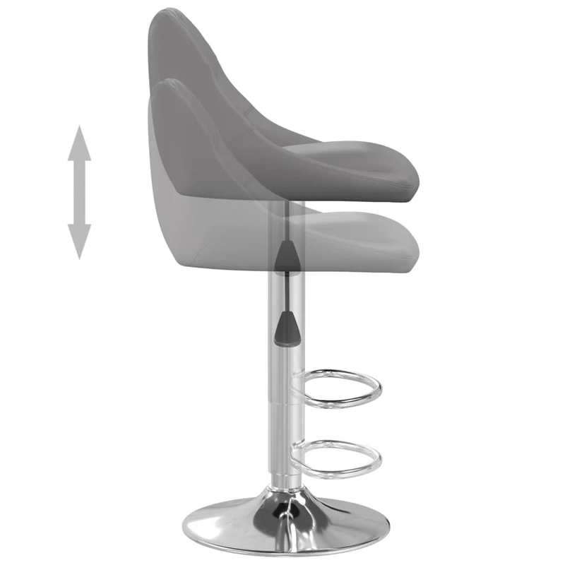 Lot de 2 tabourets de bar chaises hautes coutures en losange en PVC gris et acier DEC029736