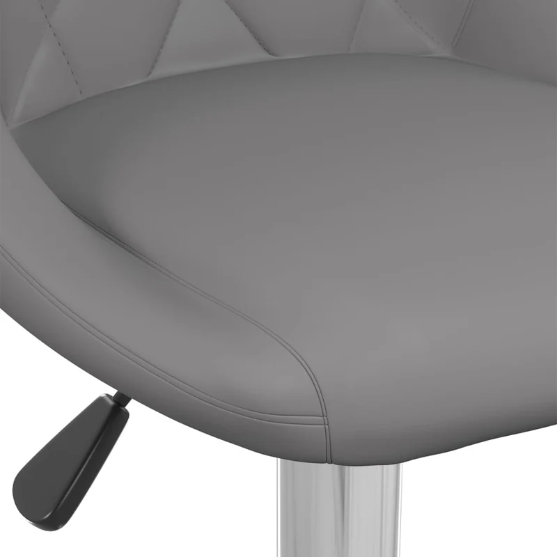 Lot de 2 tabourets de bar chaises hautes coutures en losange en PVC gris et acier DEC029736