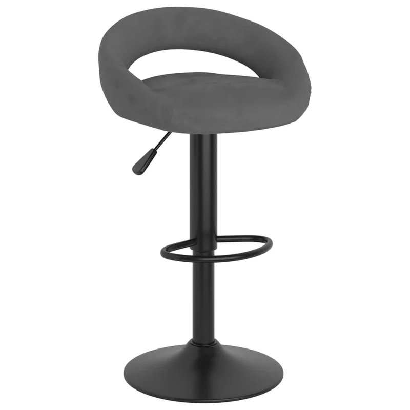 Lot de 2 tabourets de bar chaises hautes en velours gris foncé et acier noir DEC029719
