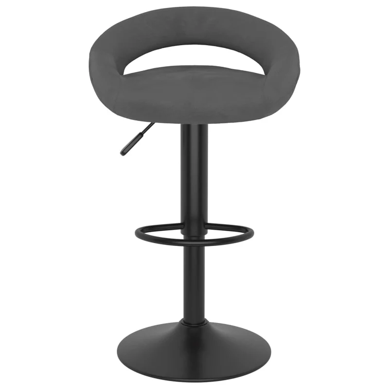 Lot de 2 tabourets de bar chaises hautes en velours gris foncé et acier noir DEC029719