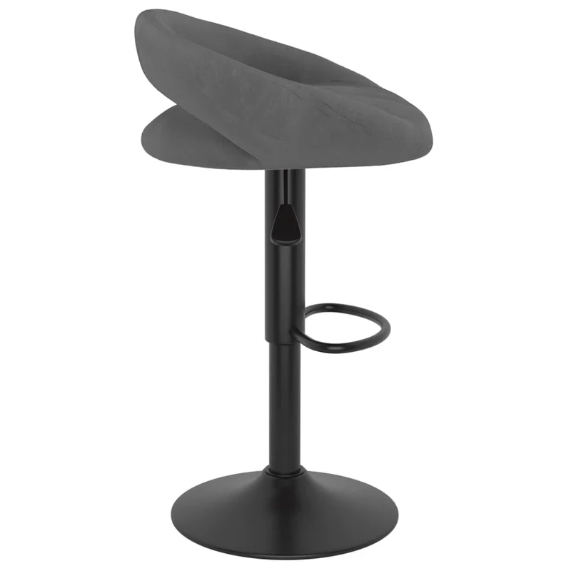 Lot de 2 tabourets de bar chaises hautes en velours gris foncé et acier noir DEC029719