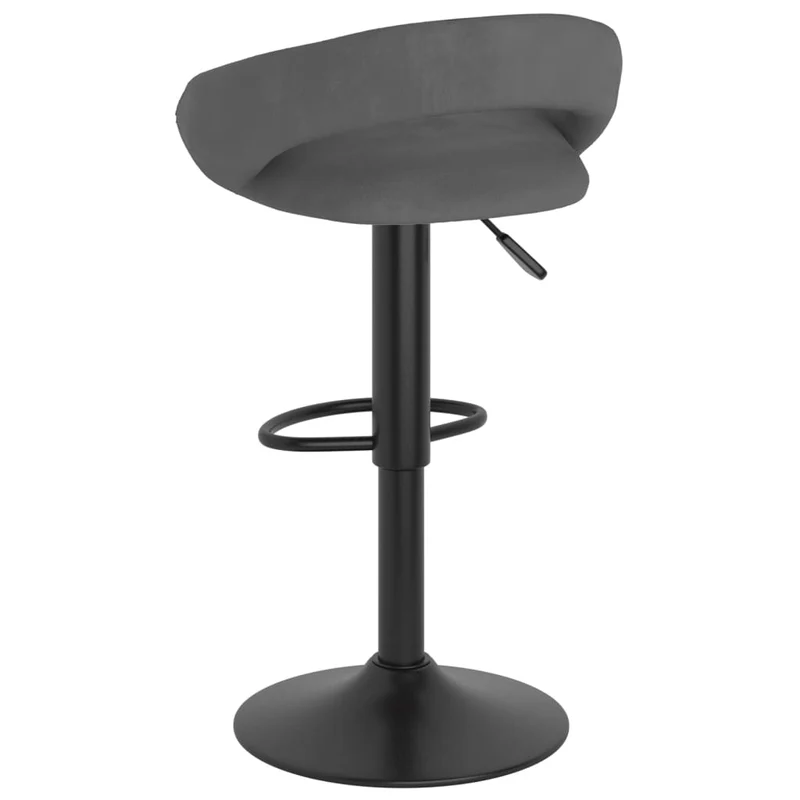 Lot de 2 tabourets de bar chaises hautes en velours gris foncé et acier noir DEC029719