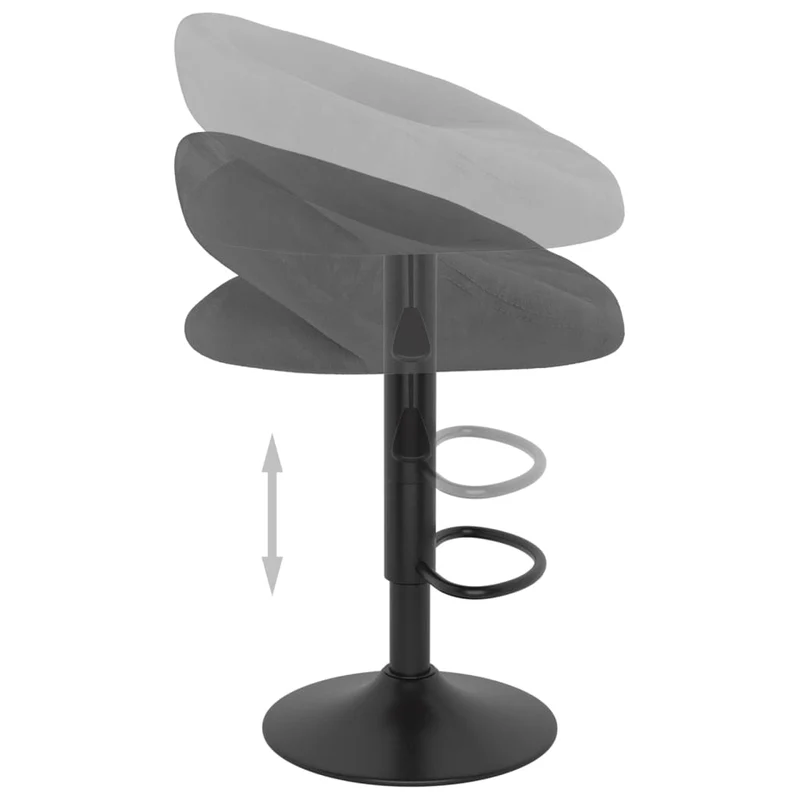 Lot de 2 tabourets de bar chaises hautes en velours gris foncé et acier noir DEC029719