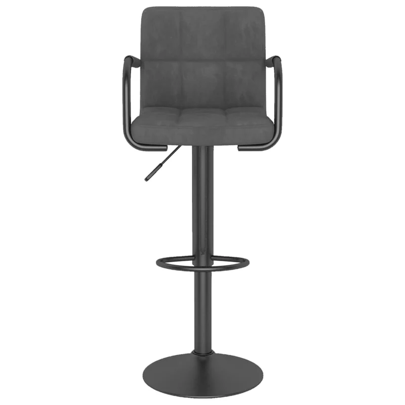 Lot de 2 tabourets de bar chaises hautes avec dossier et accoudoirs en velours gris foncé et acier DEC029718