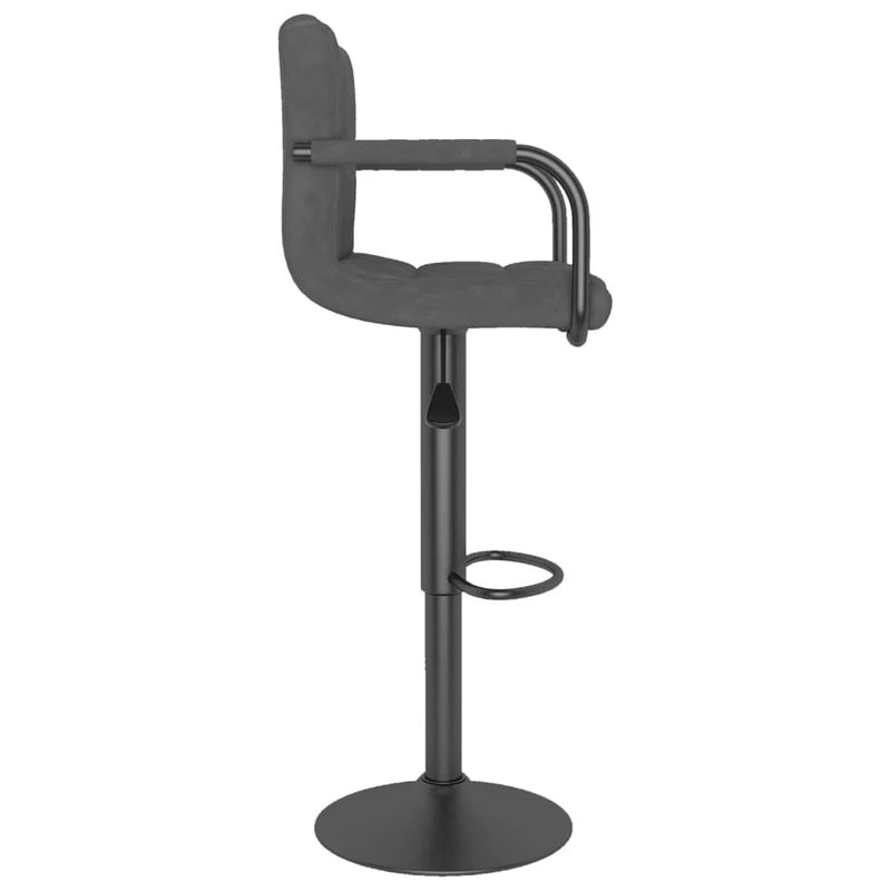 Lot de 2 tabourets de bar chaises hautes avec dossier et accoudoirs en velours gris foncé et acier DEC029718
