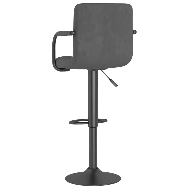 Lot de 2 tabourets de bar chaises hautes avec dossier et accoudoirs en velours gris foncé et acier DEC029718