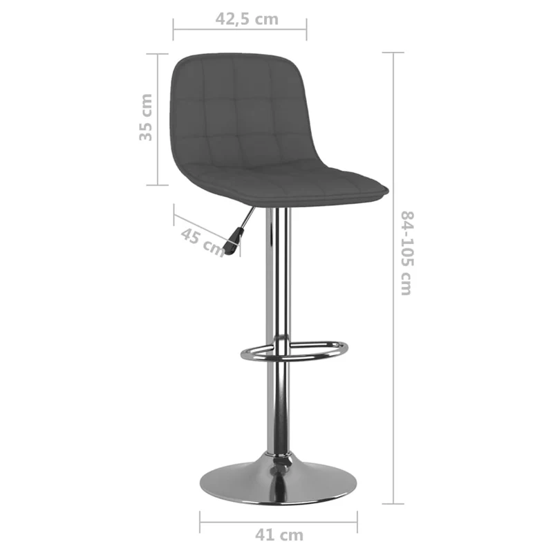 Lot de 2 tabourets de bar chaises hautes hauteur réglable en tissu gris foncé et acier DEC029712
