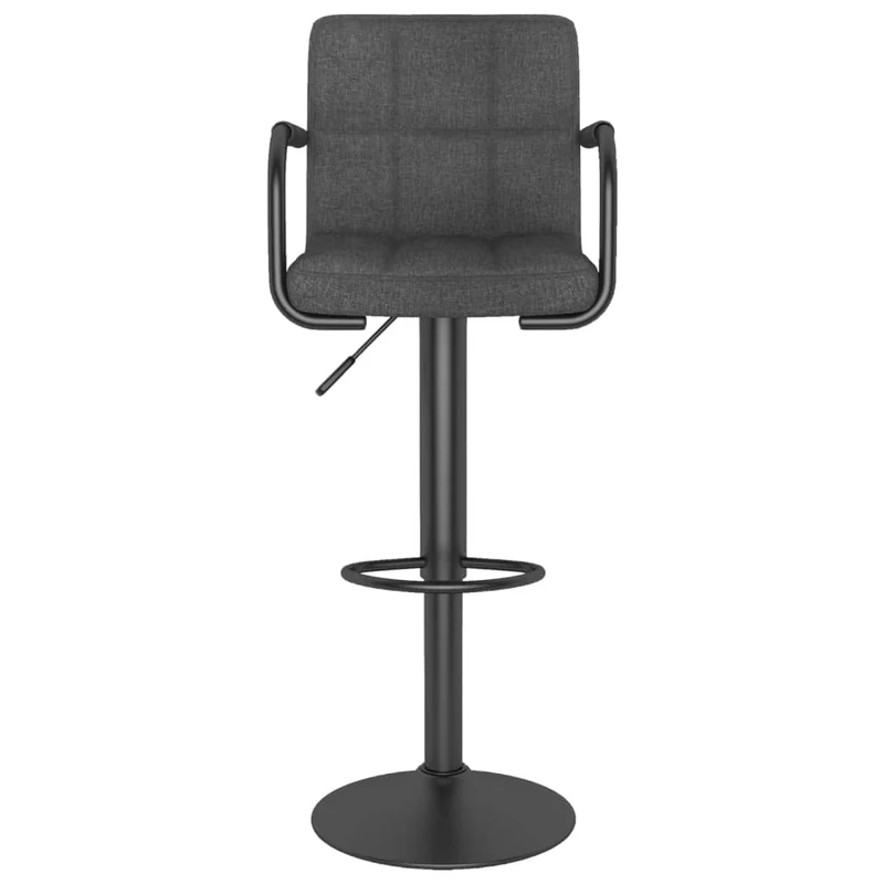Lot de 2 tabourets de bar chaises hautes avec dossier et accoudoirs en tissu gris foncéet acier noir DEC029710