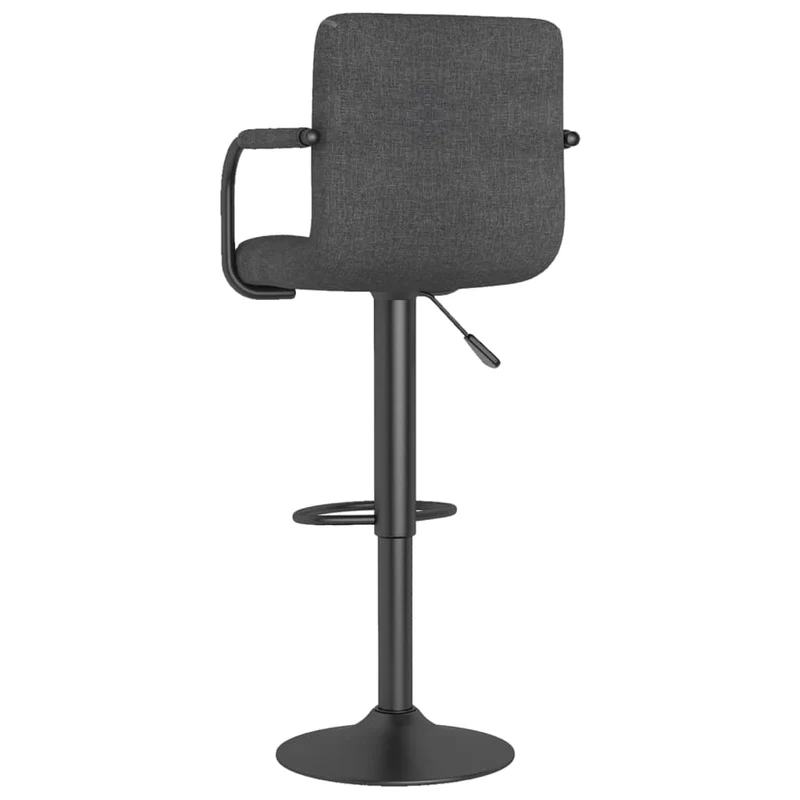 Lot de 2 tabourets de bar chaises hautes avec dossier et accoudoirs en tissu gris foncéet acier noir DEC029710