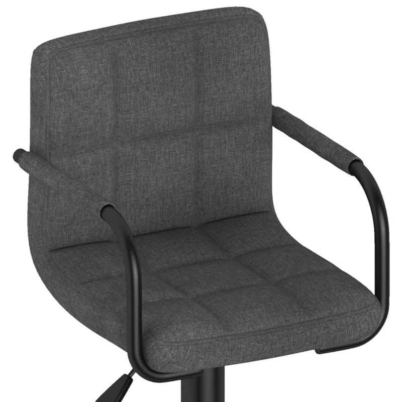 Lot de 2 tabourets de bar chaises hautes avec dossier et accoudoirs en tissu gris foncéet acier noir DEC029710