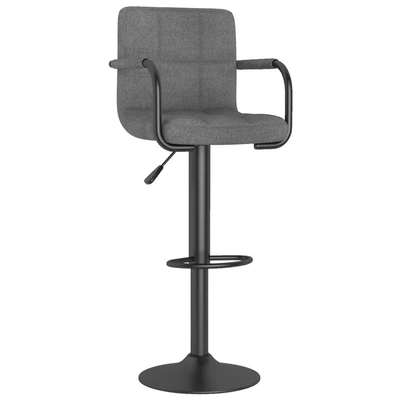 Lot de 2 tabourets de bar chaises hautes avec dossier et accoudoirs en tissu gris clair et acier DEC029679